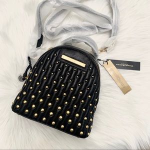 DONNA KARAN Lambskin Leather Studded Crossbody Bag